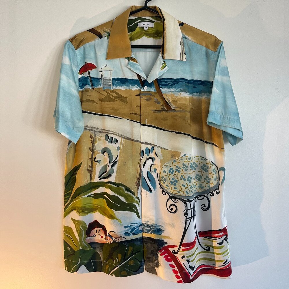 Reiss TOMEI PRINTED CUBAN COLLAR SHIRT